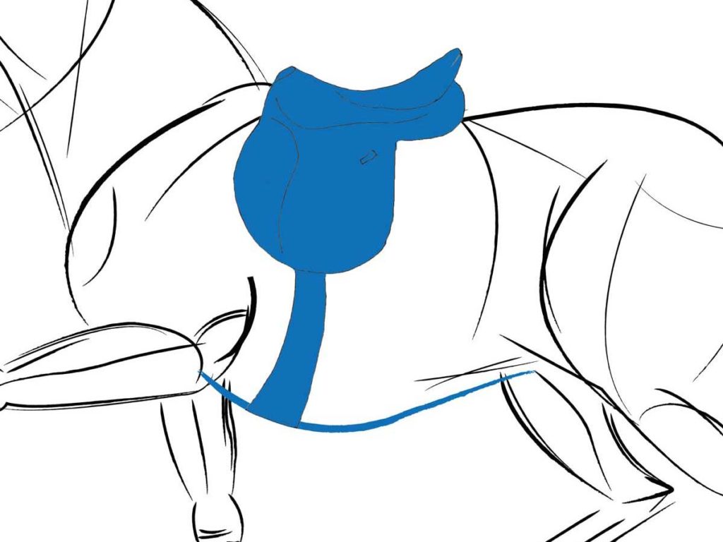Pferdetyp 3 mit mondförmigem Sattelgurt