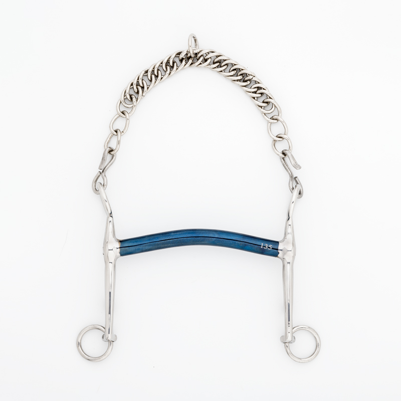 Stangengebiss silber mit gerader Stange blau